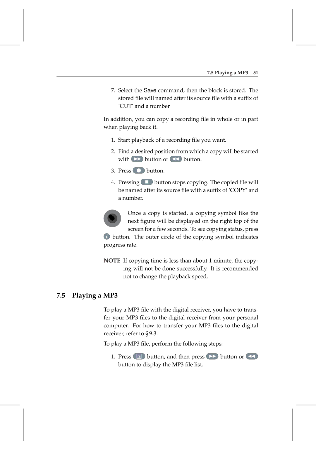 Topfield TF 5000 manual Playing a MP3 