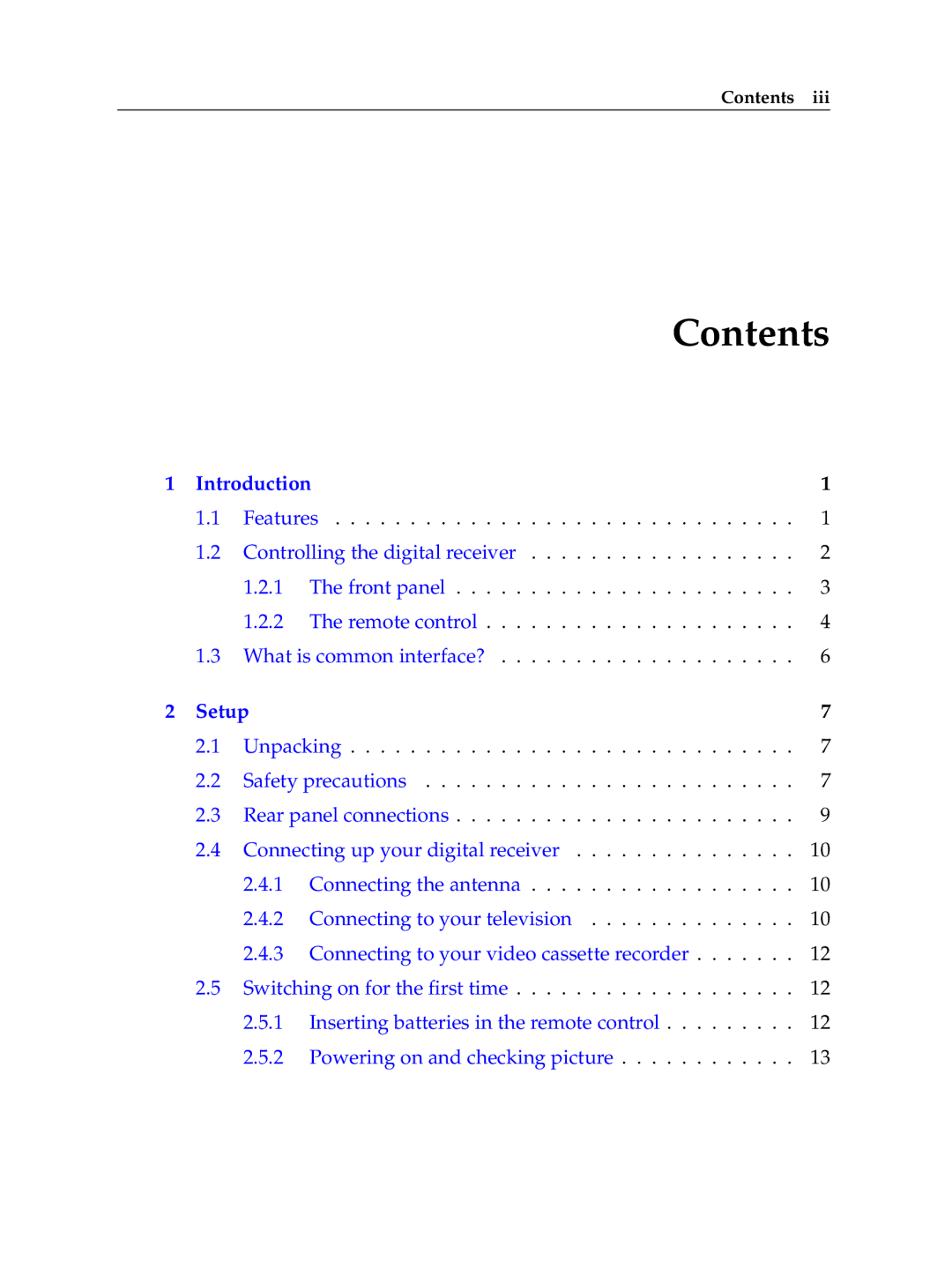 Topfield TF 5050 CI manual Contents 