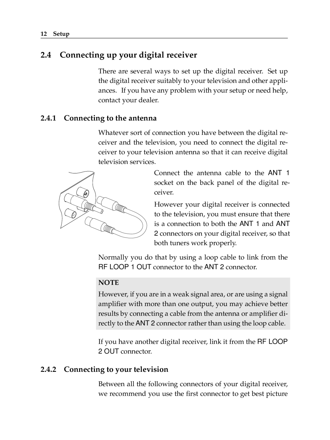 Topfield TF 5100 PVR manual Connecting up your digital receiver, Connecting to the antenna, Connecting to your television 