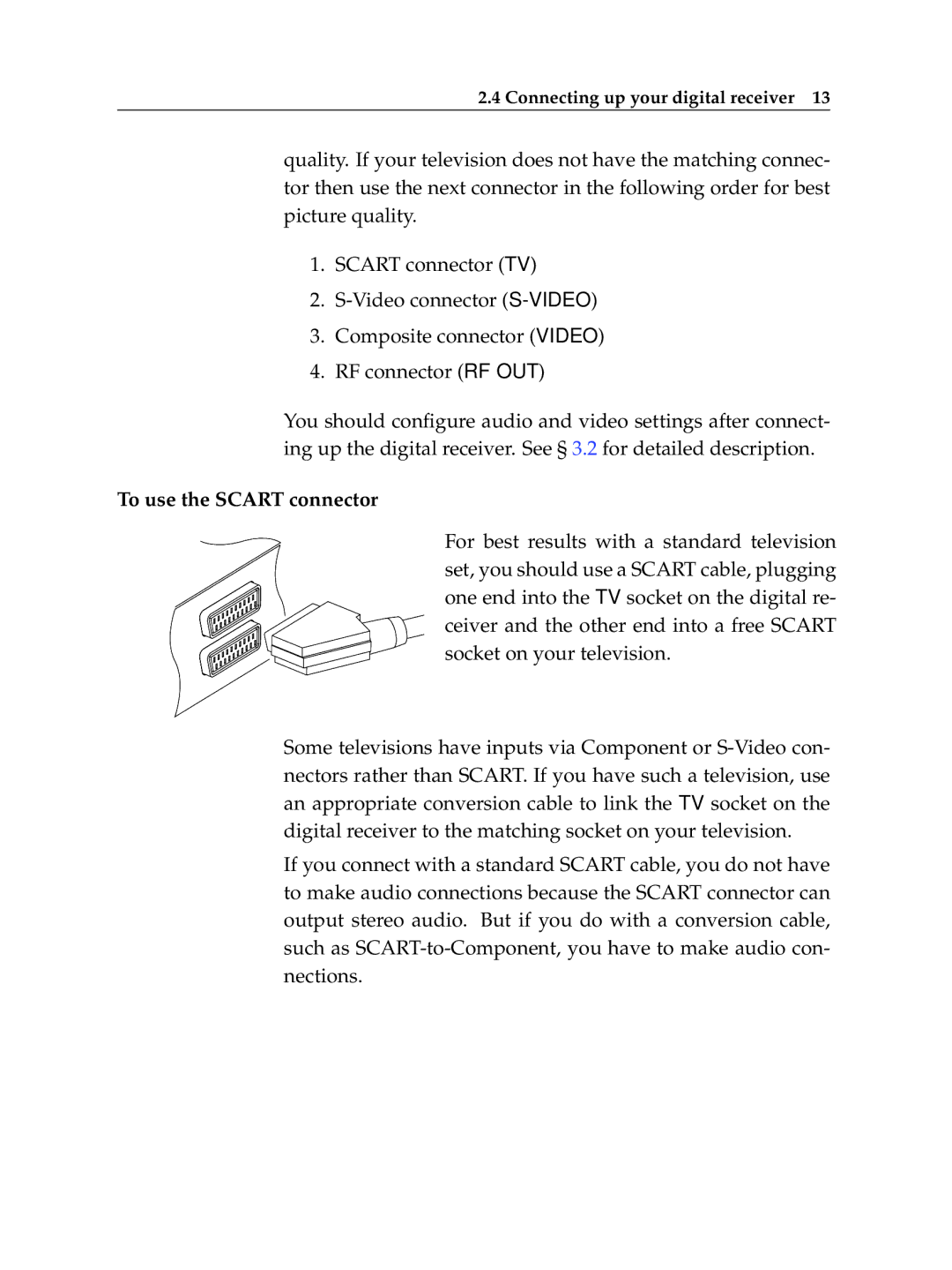 Topfield TF 5100 PVR manual To use the Scart connector 