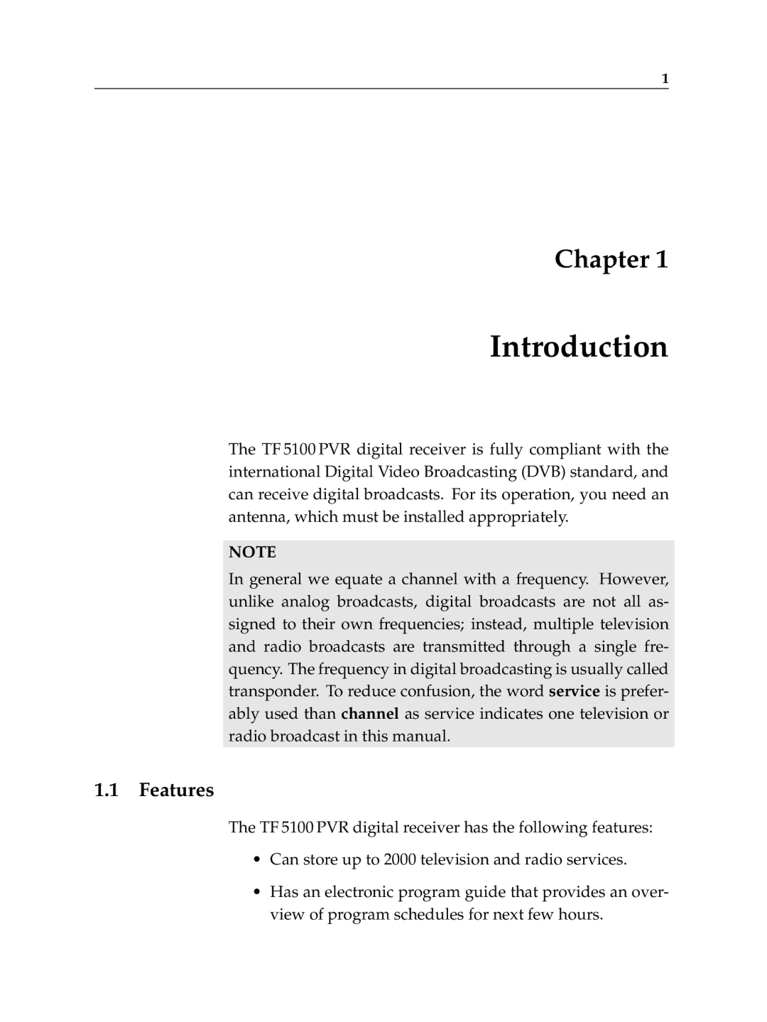 Topfield TF 5100 PVR manual Introduction, Features 