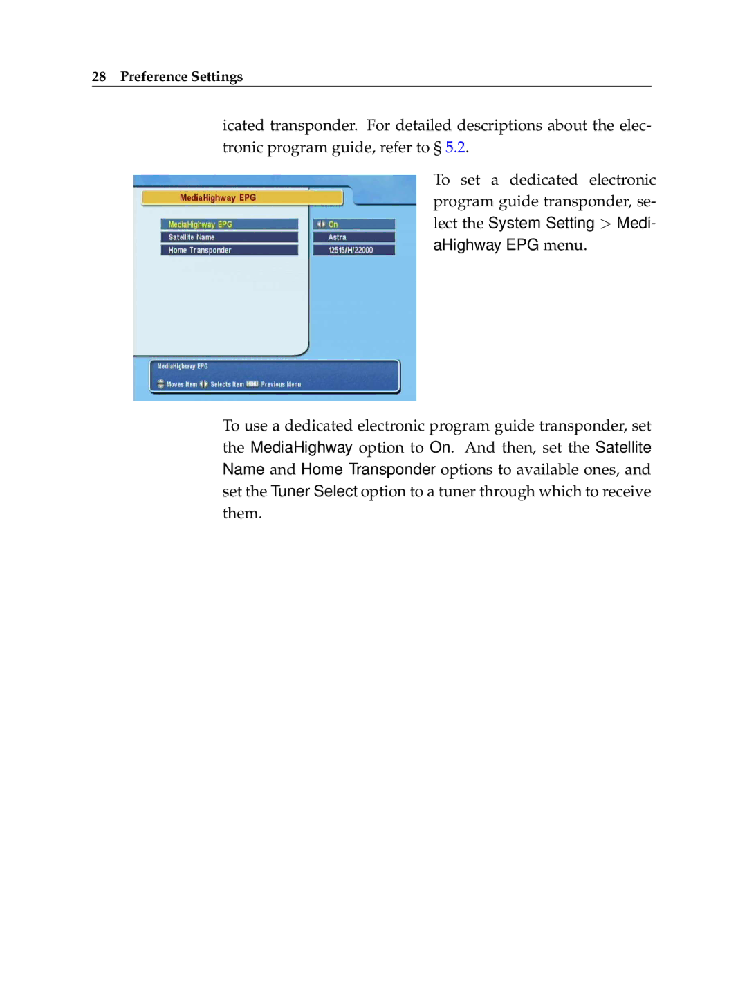 Topfield TF 5400 PVR manual Preference Settings 