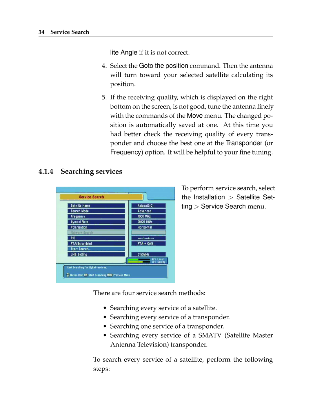 Topfield TF 5400 PVR manual Searching services 