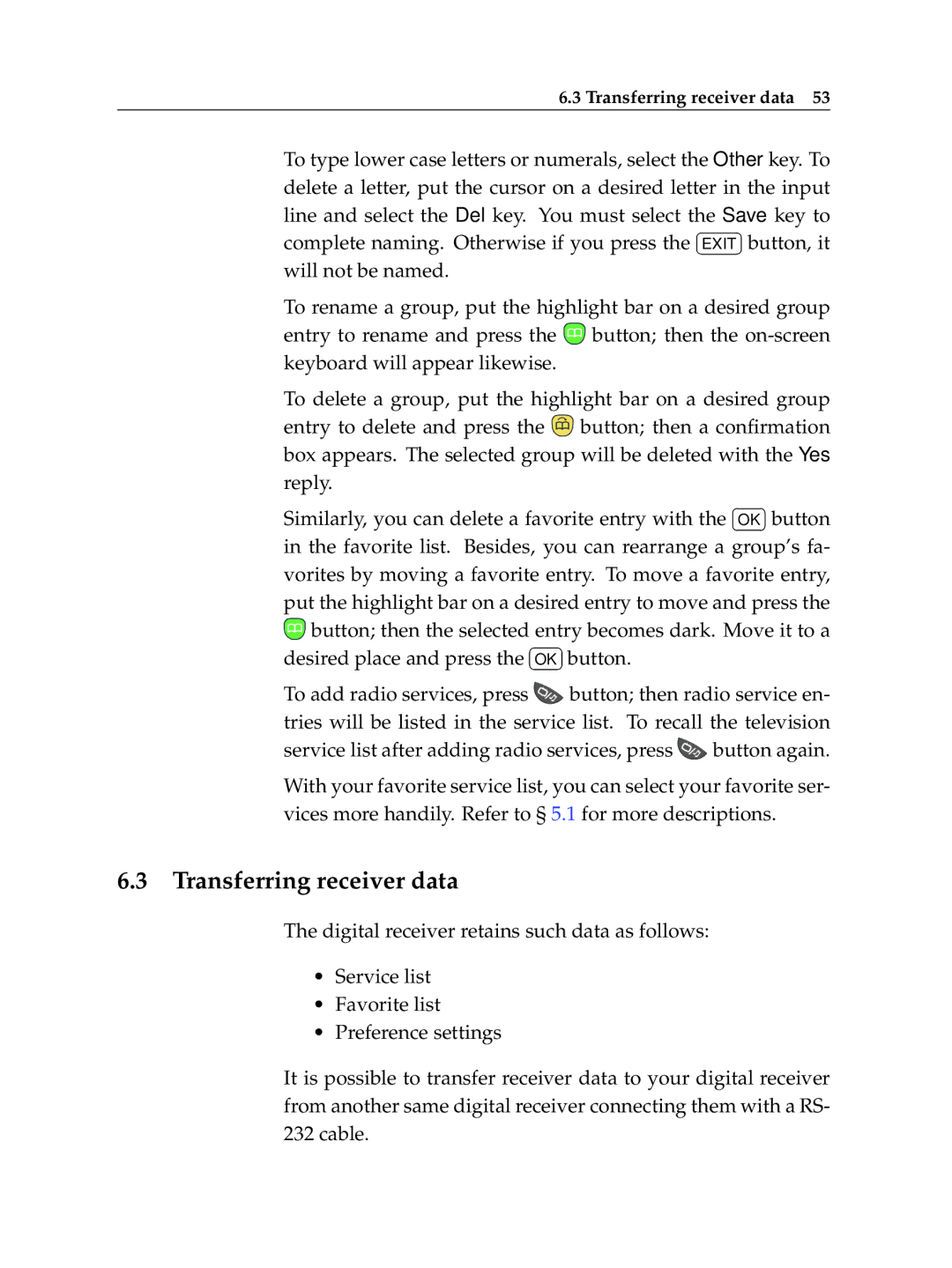 Topfield TF 5400 PVR manual Transferring receiver data 