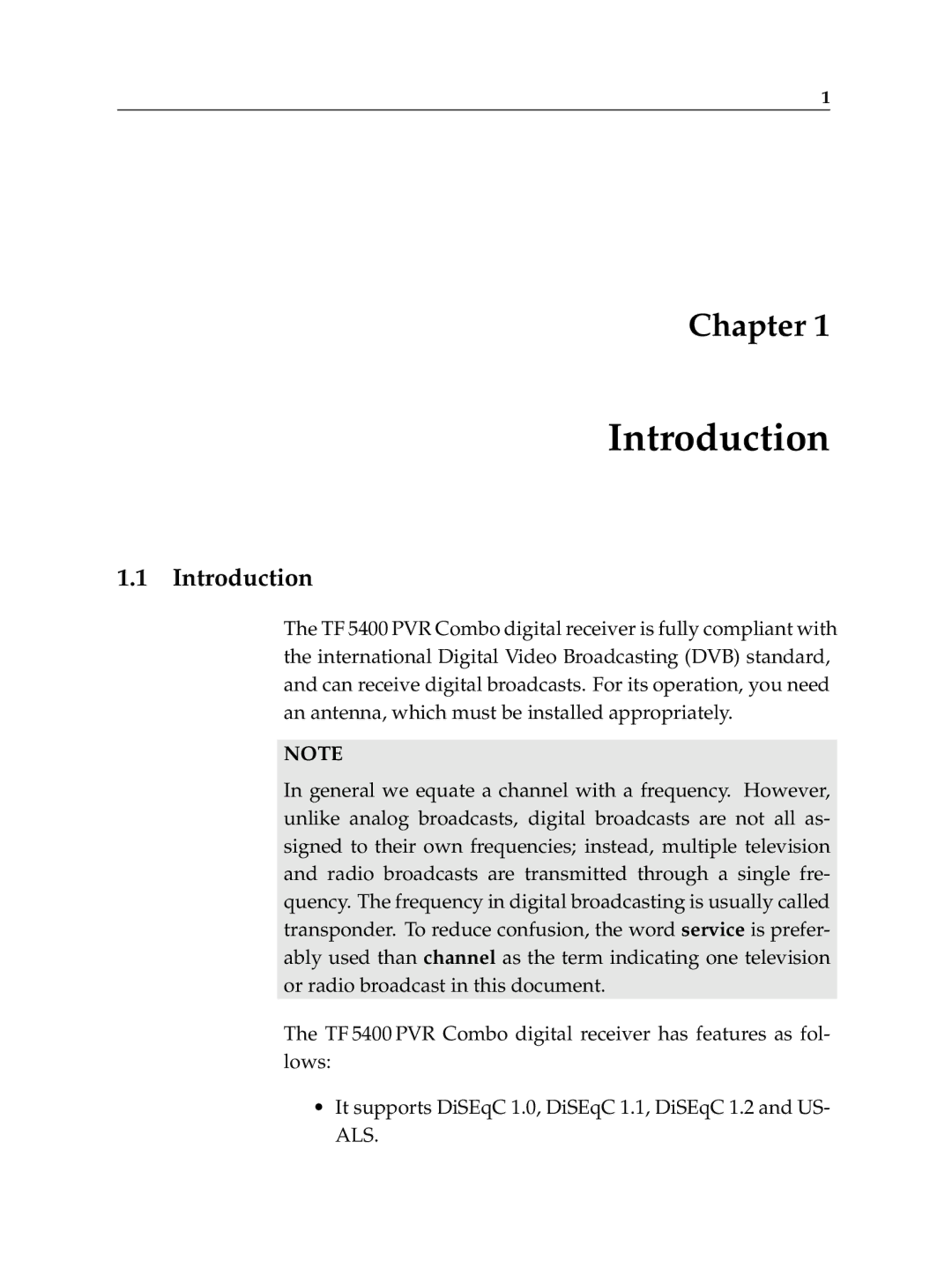 Topfield TF 5400 PVR manual Introduction 