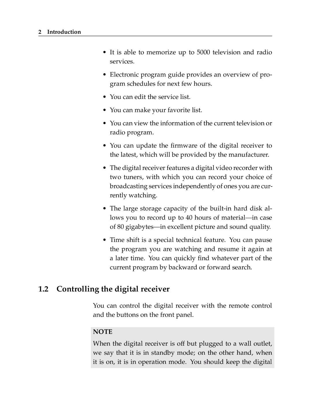 Topfield TF 5400 PVR manual Controlling the digital receiver 