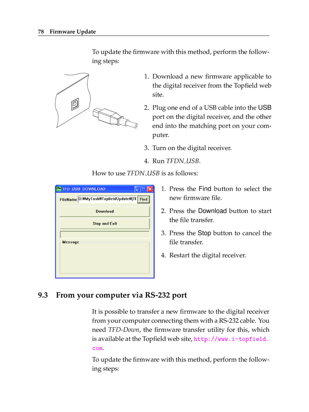 Topfield TF 5400 PVR manual From your computer via RS-232 port 