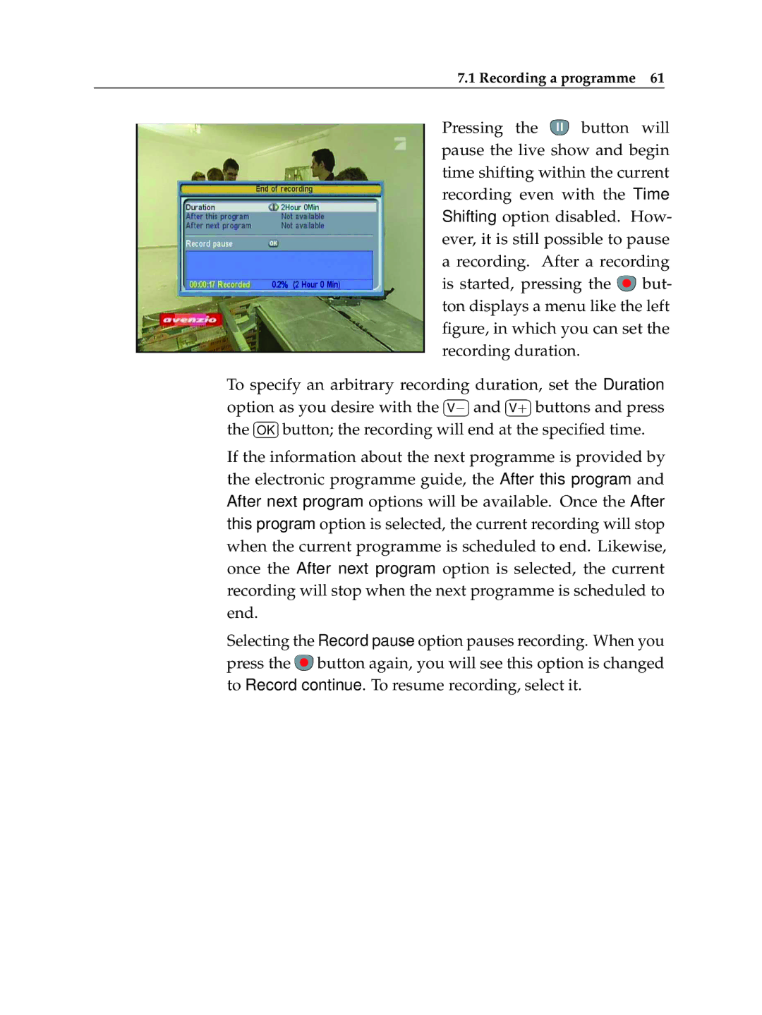 Topfield TF 5010 PVR, TF 5510 PVR manual Recording a programme 