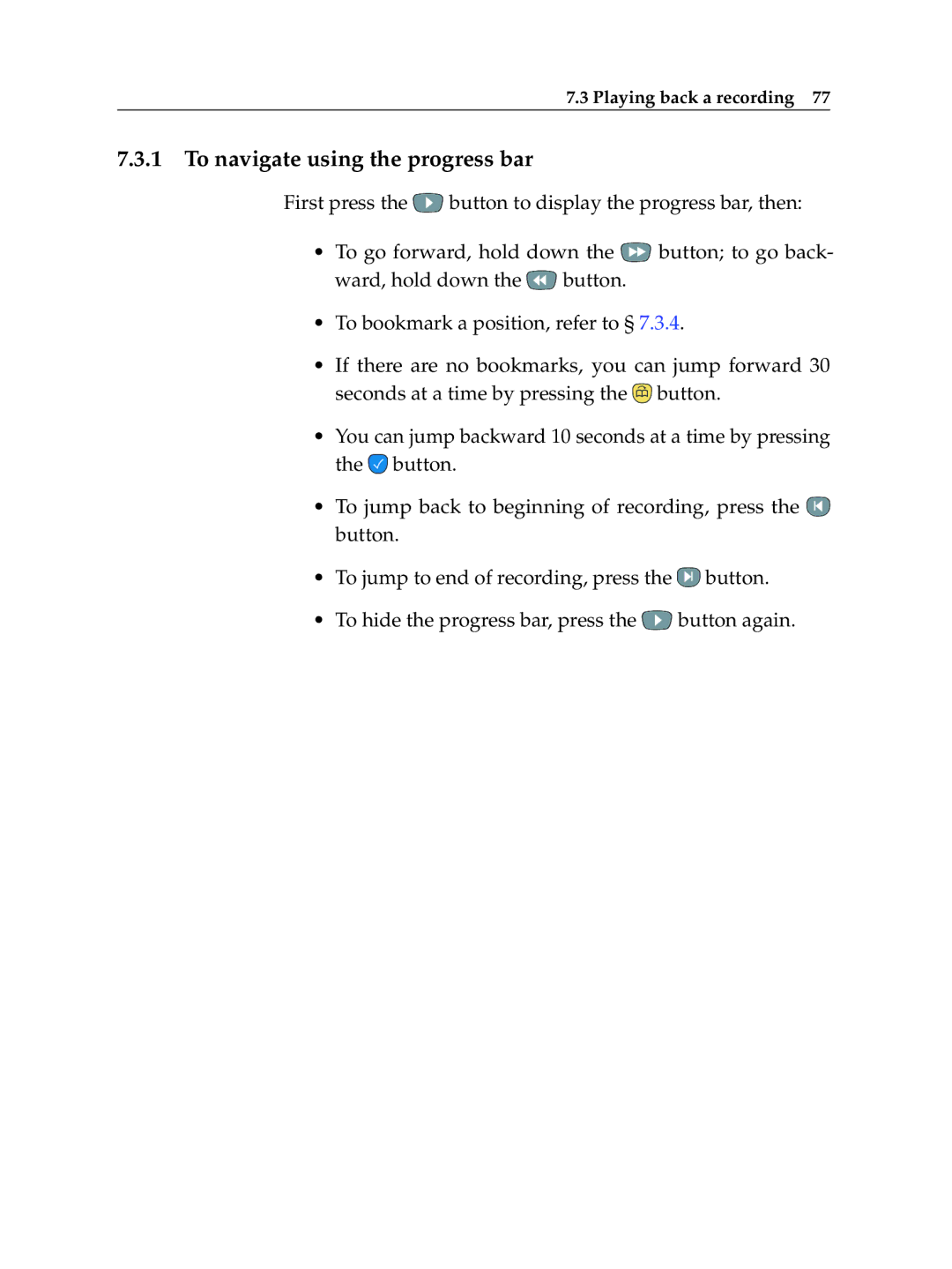 Topfield TF 5010 PVR, TF 5510 PVR manual To navigate using the progress bar 