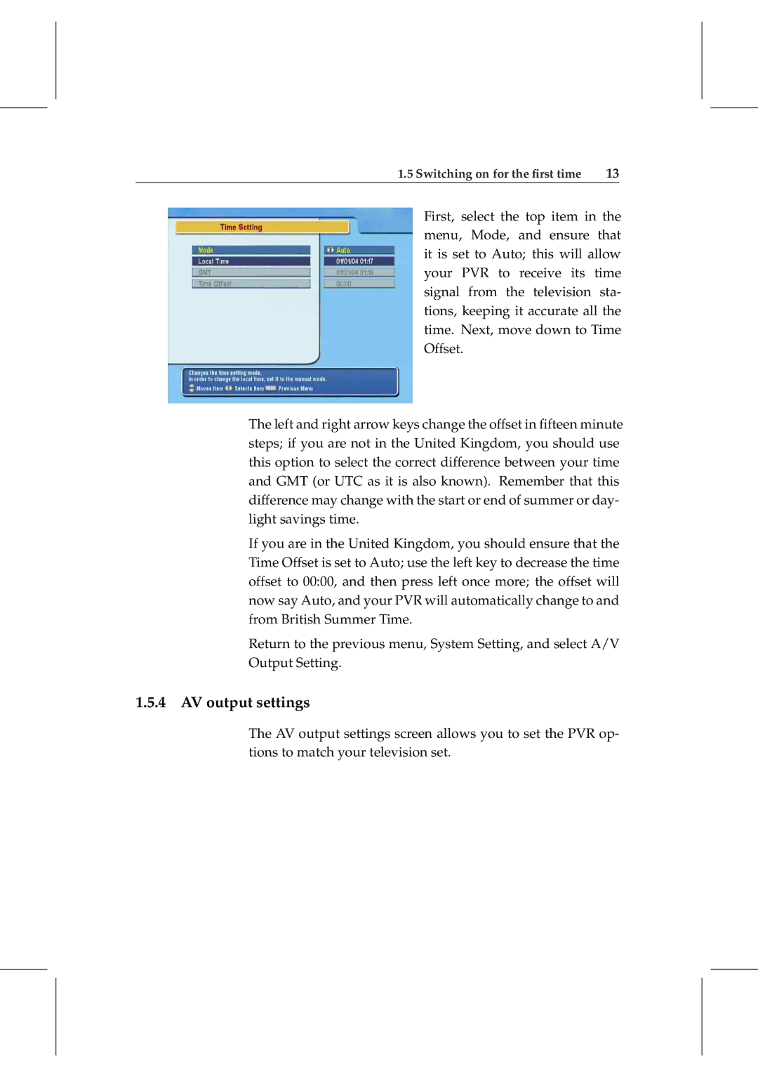 Topfield TF 5800 PVR user manual AV output settings 