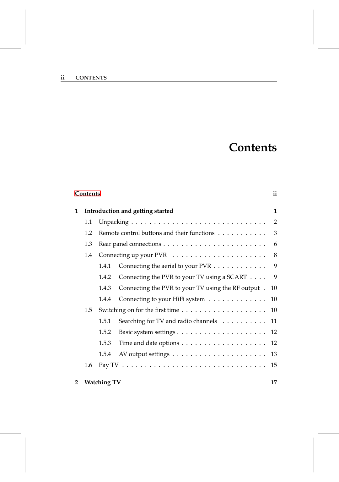 Topfield TF 5800 PVR user manual Contents 