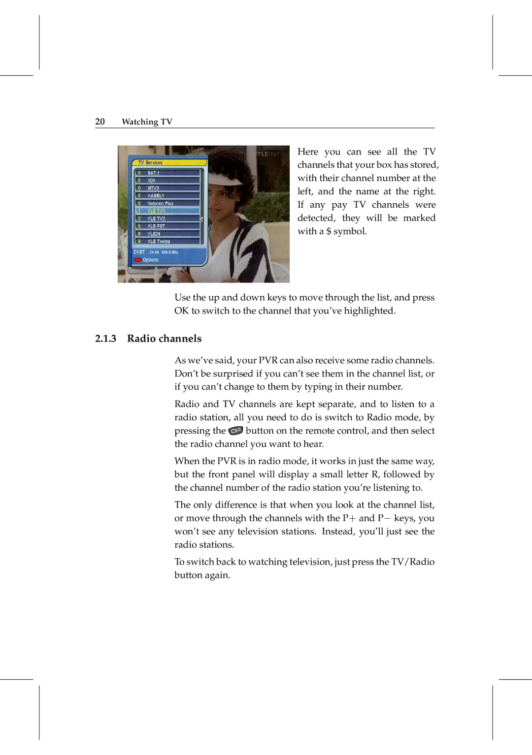 Topfield TF 5800 PVR user manual Radio channels 