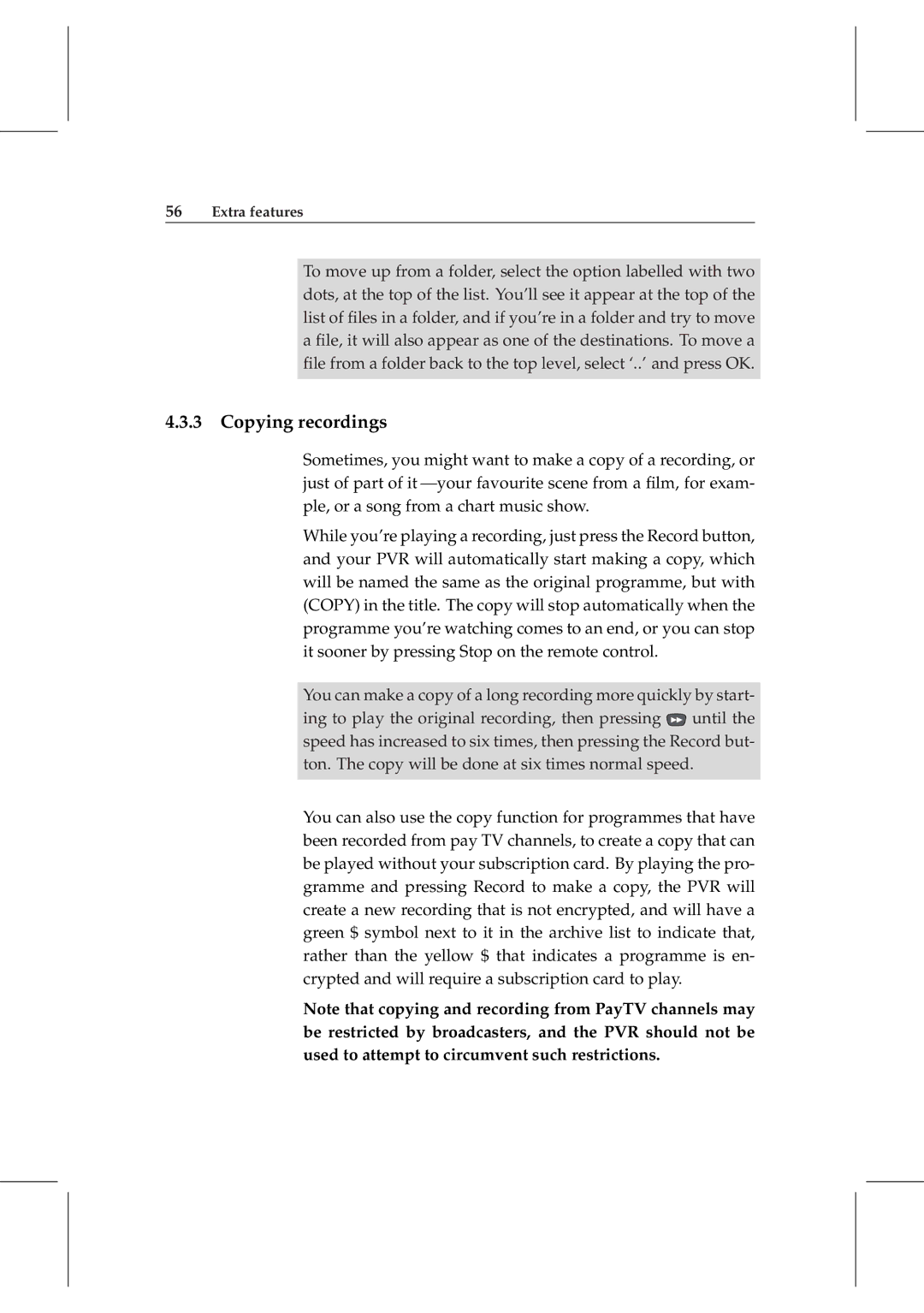 Topfield TF 5800 PVR user manual Copying recordings 