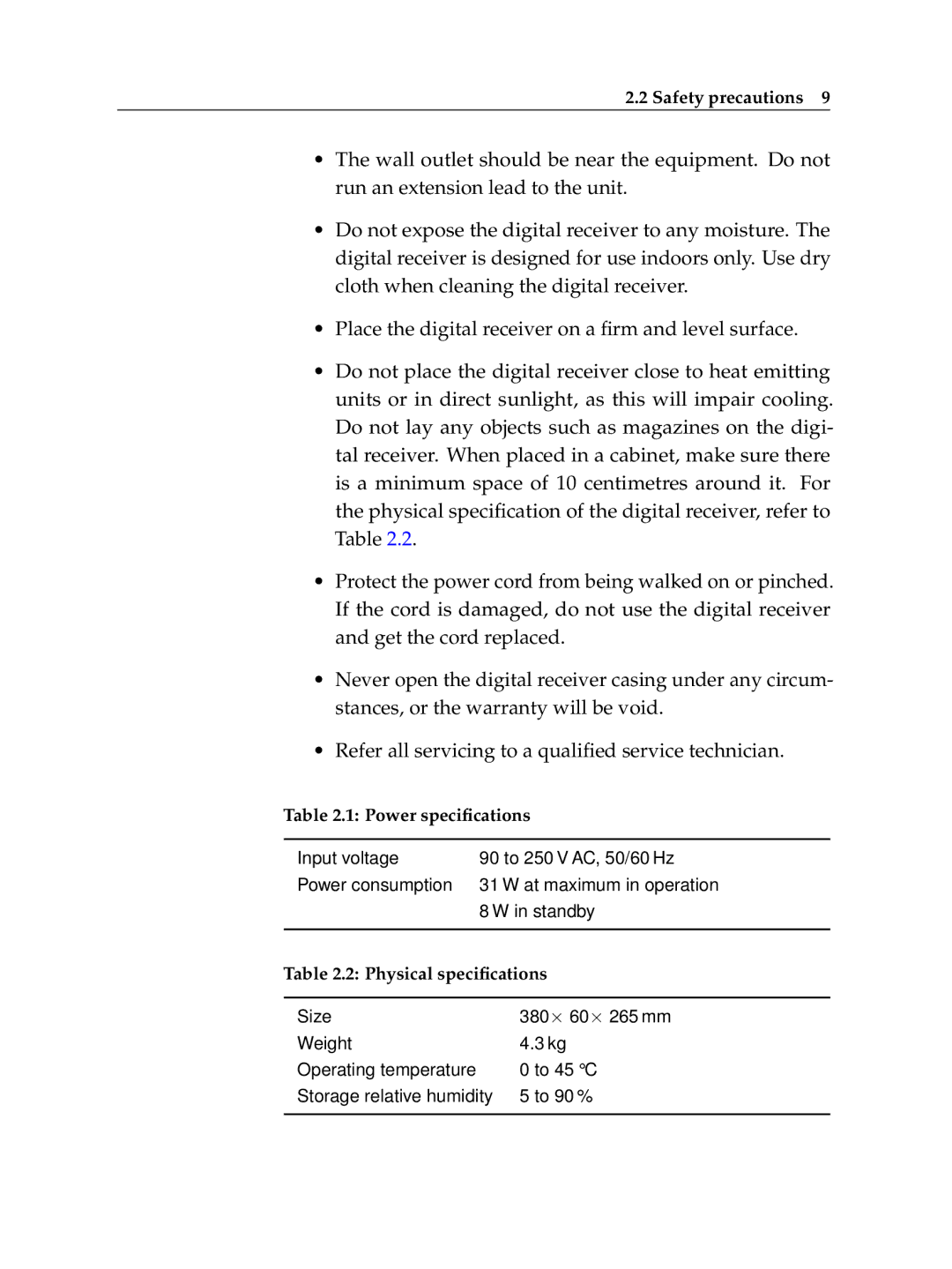 Topfield TF 600 PVRc manual Safety precautions 