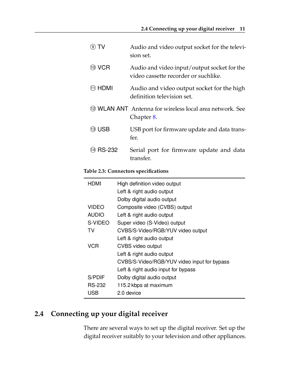 Topfield TF 600 PVRc manual Connecting up your digital receiver, Vcr 