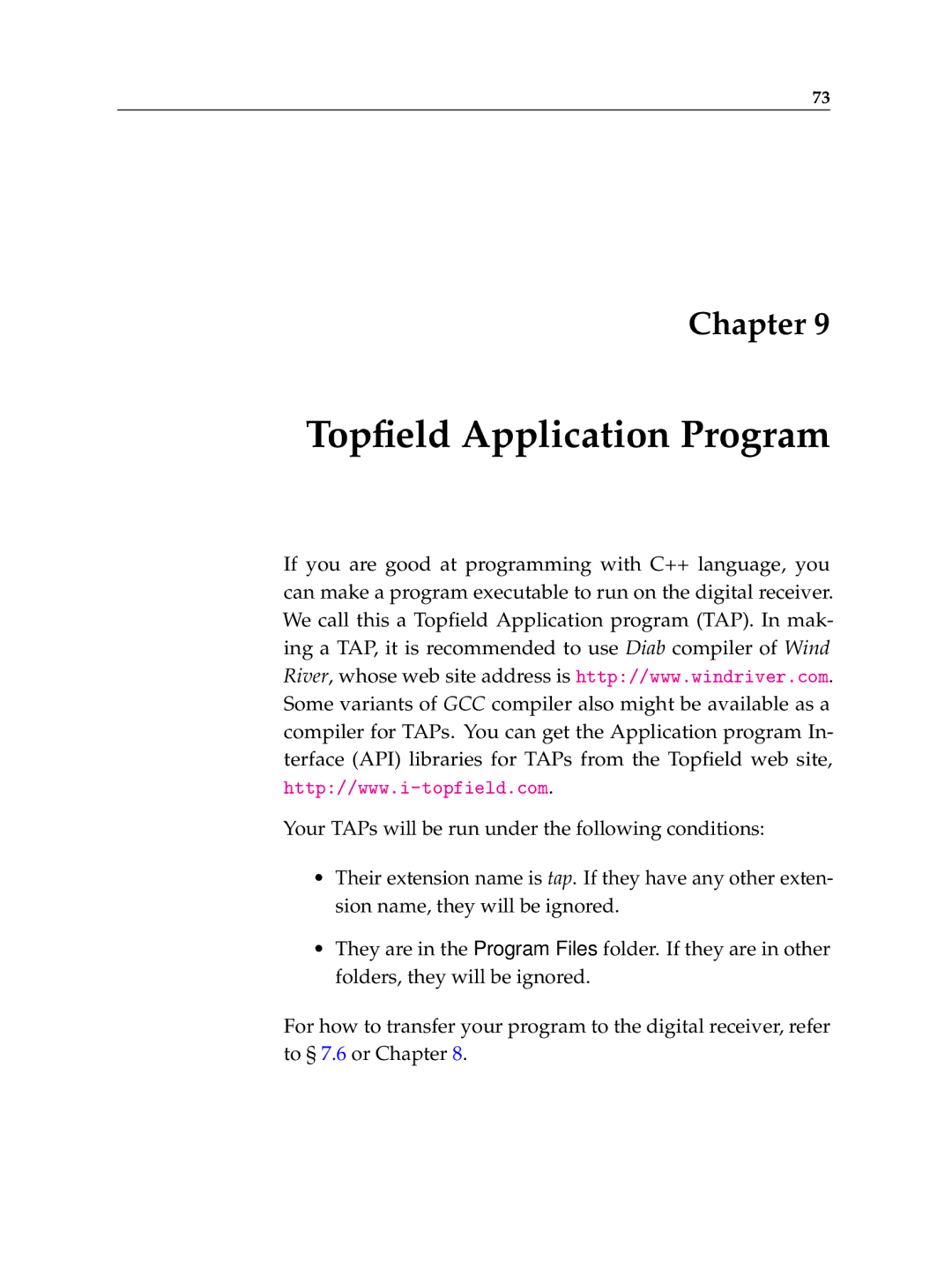 Topfield TF 600 PVRc manual Topﬁeld Application Program 