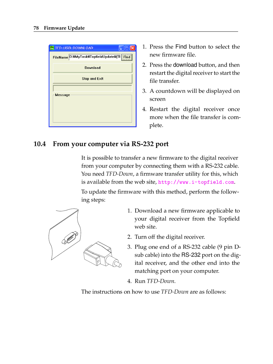 Topfield TF 600 PVRc manual From your computer via RS-232 port 