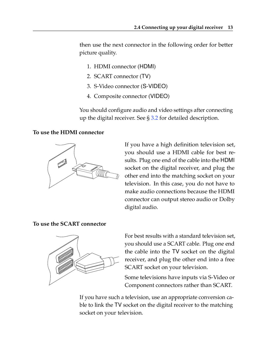 Topfield TF 600 PVRt manual To use the Hdmi connector 