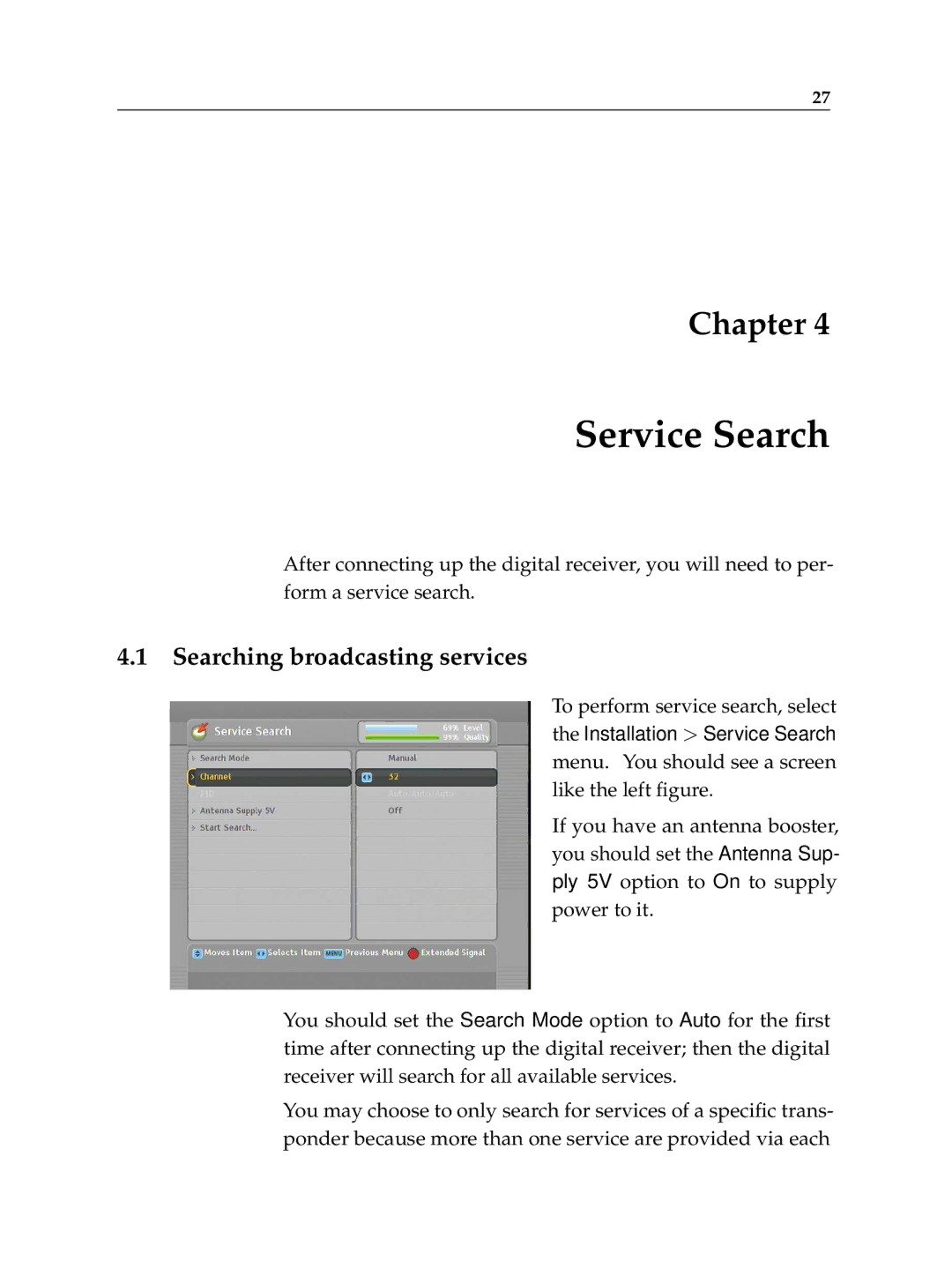 Topfield TF 600 PVRt manual Service Search, Searching broadcasting services 