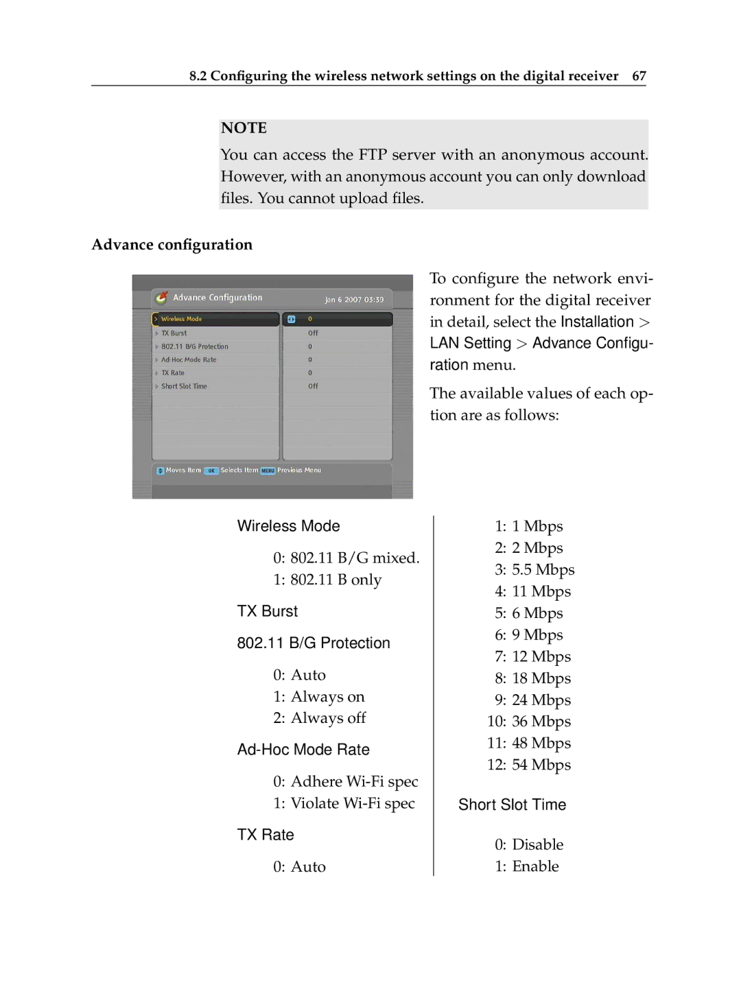 Topfield TF 600 PVRt manual Advance conﬁguration 