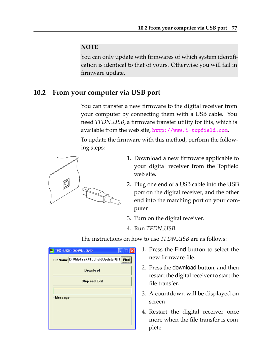 Topfield TF 600 PVRt manual From your computer via USB port 