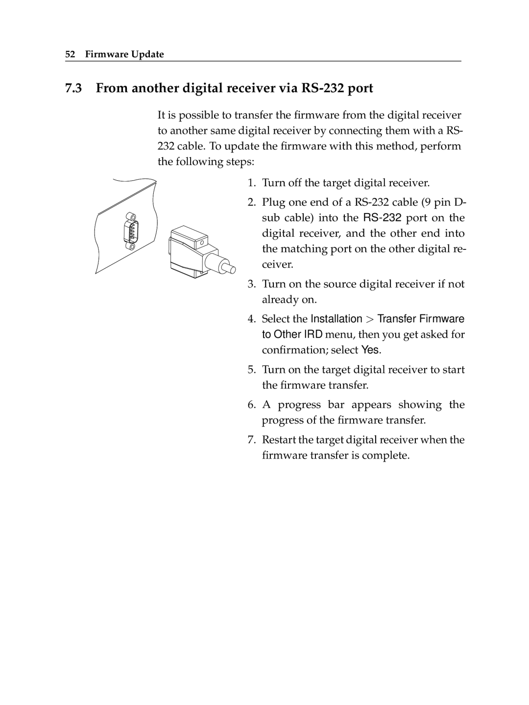 Topfield TF 6000 FE manual From another digital receiver via RS-232 port 