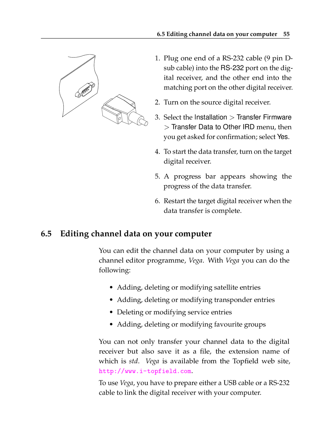 Topfield TF 6000 PVR ES manual Editing channel data on your computer 