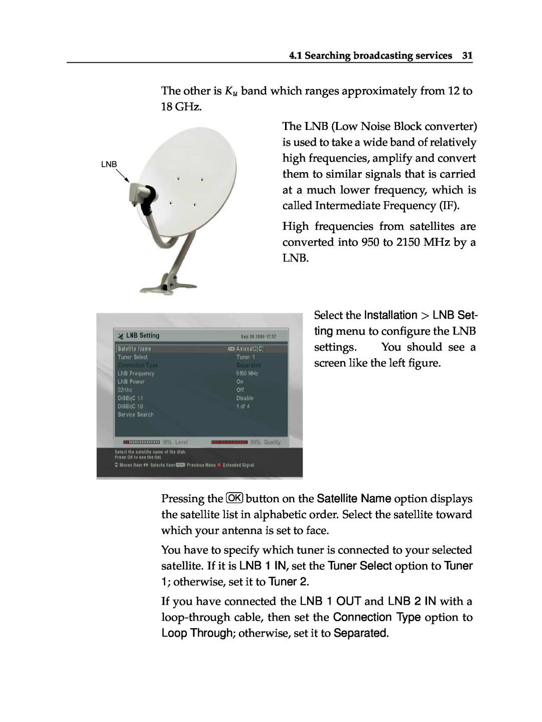 Topfield TF 6000 PVR ES manual The other is Ku band which ranges approximately from 12 to 18 GHz 