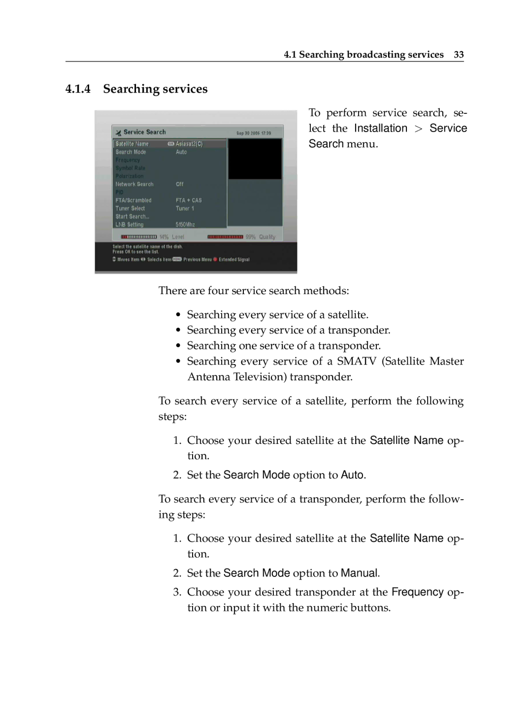 Topfield TF 6000 PVR manual Searching services 