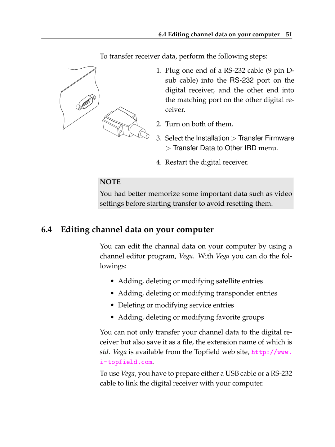 Topfield TF 6000 PVR manual Editing channel data on your computer, Restart the digital receiver 