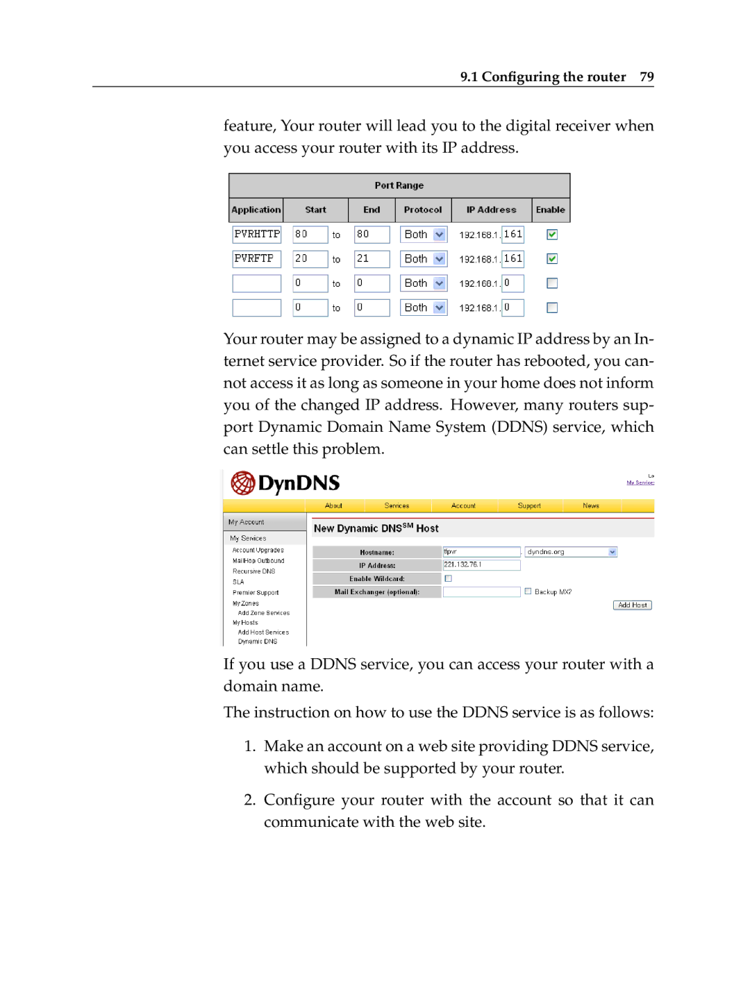 Topfield TF 6000 PVR manual Conﬁguring the router 