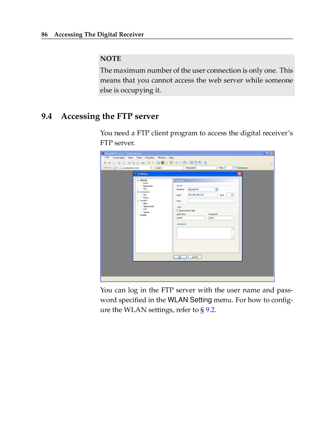 Topfield TF 6000 PVR manual Accessing the FTP server 