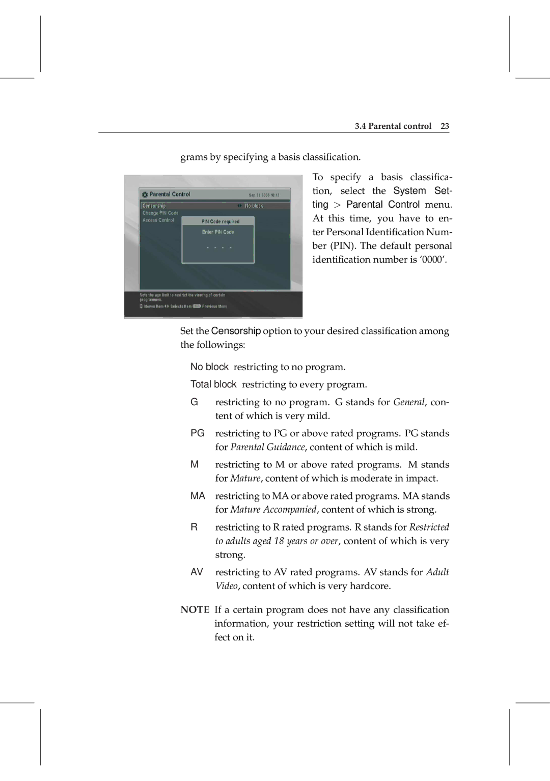 Topfield TF 6000 PVRt manual Parental control 