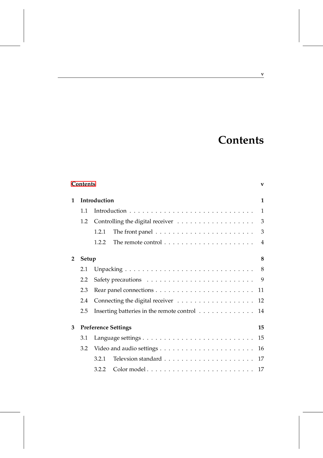 Topfield TF 6000 PVRt manual Contents 