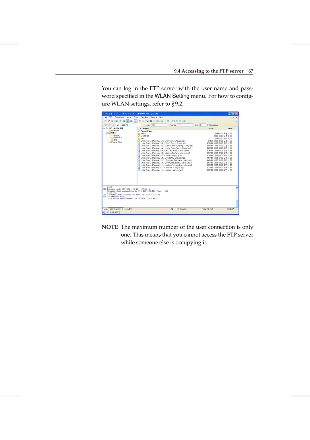 Topfield TF 6000 PVRt manual Accessing to the FTP server 