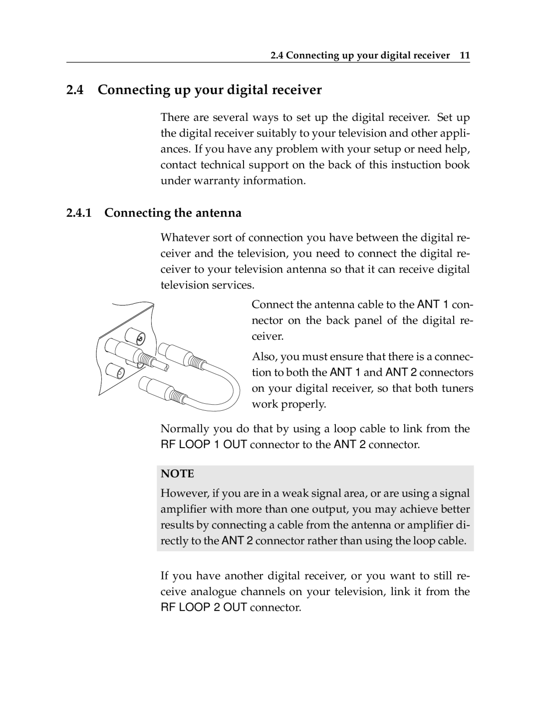 Topfield TF 7000 HD PVRt manual Connecting up your digital receiver, Connecting the antenna 