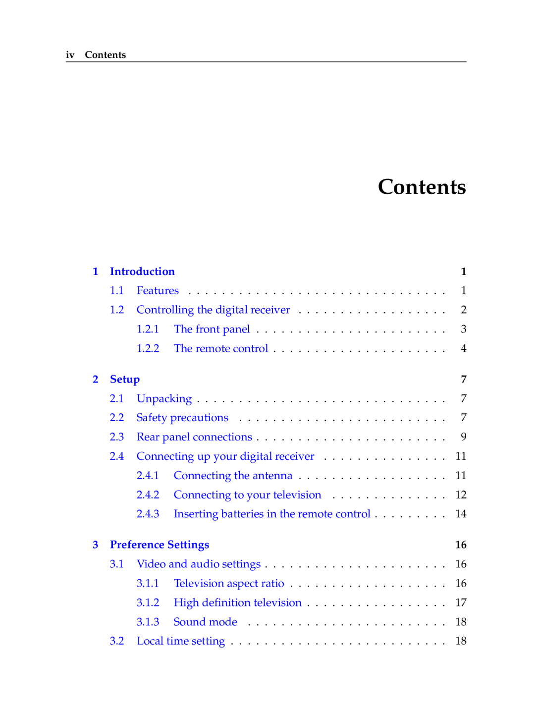 Topfield TF 7000 HD PVRt manual Contents 