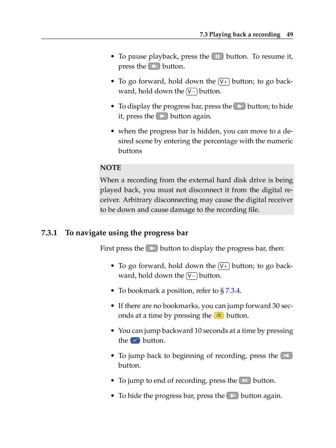 Topfield TF 7000 HD PVRt manual To navigate using the progress bar 