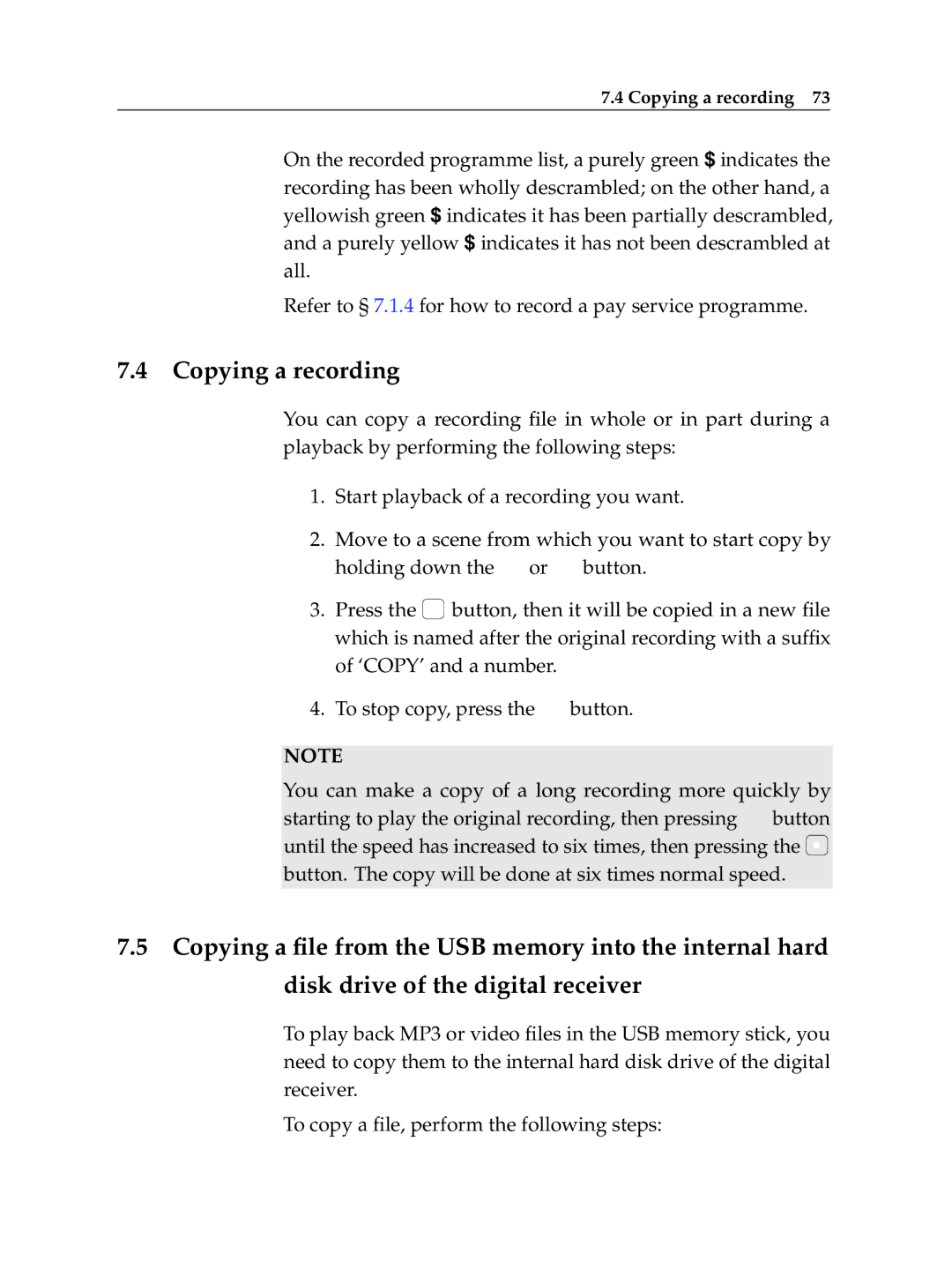 Topfield TF 7710 HD PVR, TF 7700 HD PVR manual Copying a recording 