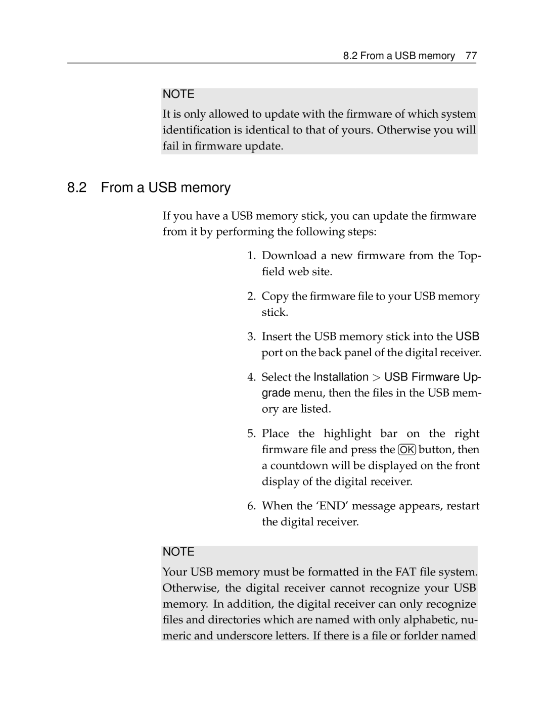 Topfield TF 7710 HD PVR, TF 7700 HD PVR manual From a USB memory 