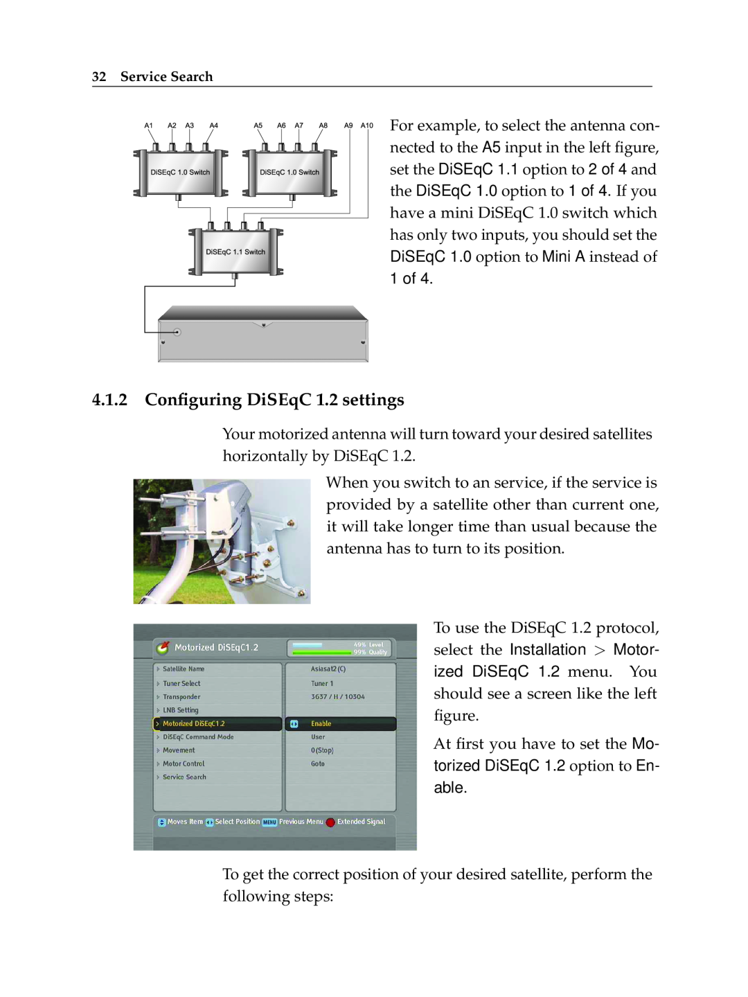 Topfield High Definition Digital Satellite Receiver Personal Video Recorder manual 4.1.2 Conﬁguring DiSEqC 1.2 settings 