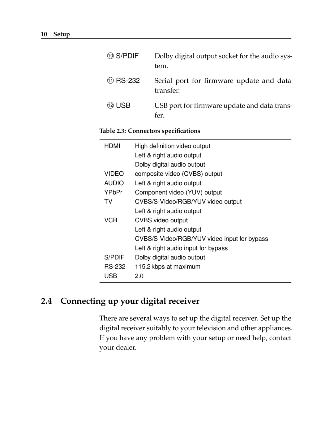 Topfield TF 7700 HSCI manual Connecting up your digital receiver, Usb 