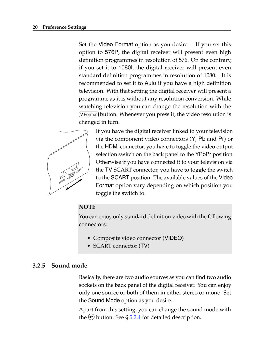 Topfield TF 7700 HSCI manual Sound mode 