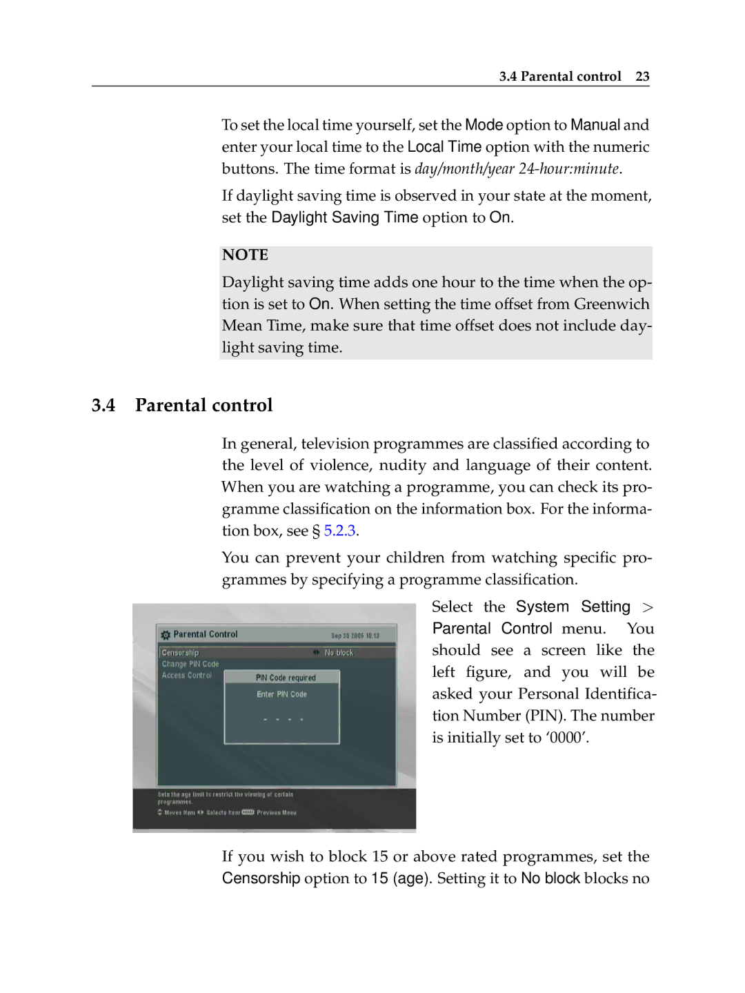 Topfield TF 7700 HSCI manual Parental control 