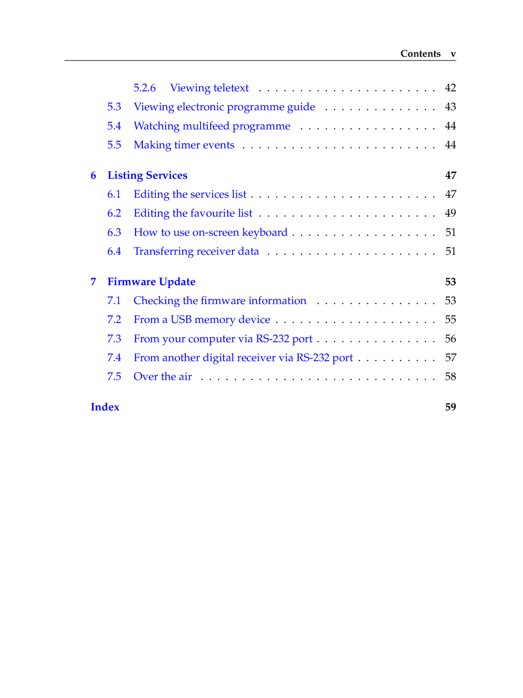 Topfield TF 7700 HSCI manual Index 