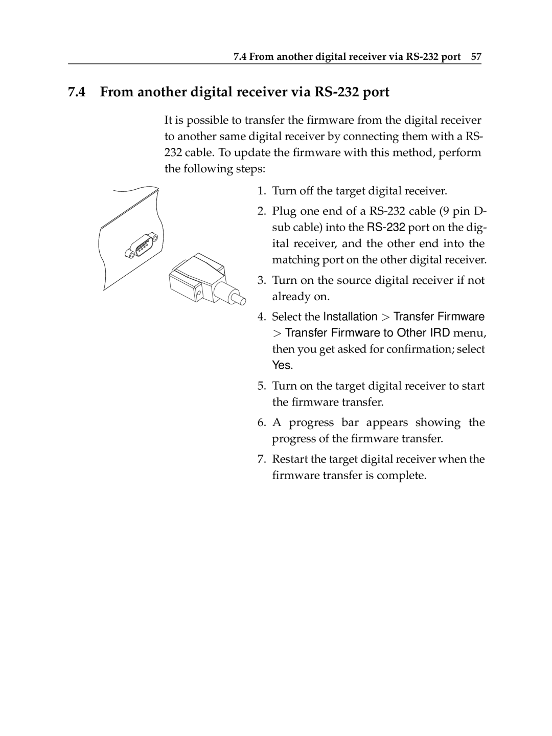 Topfield TF 7700 HSCI manual From another digital receiver via RS-232 port 