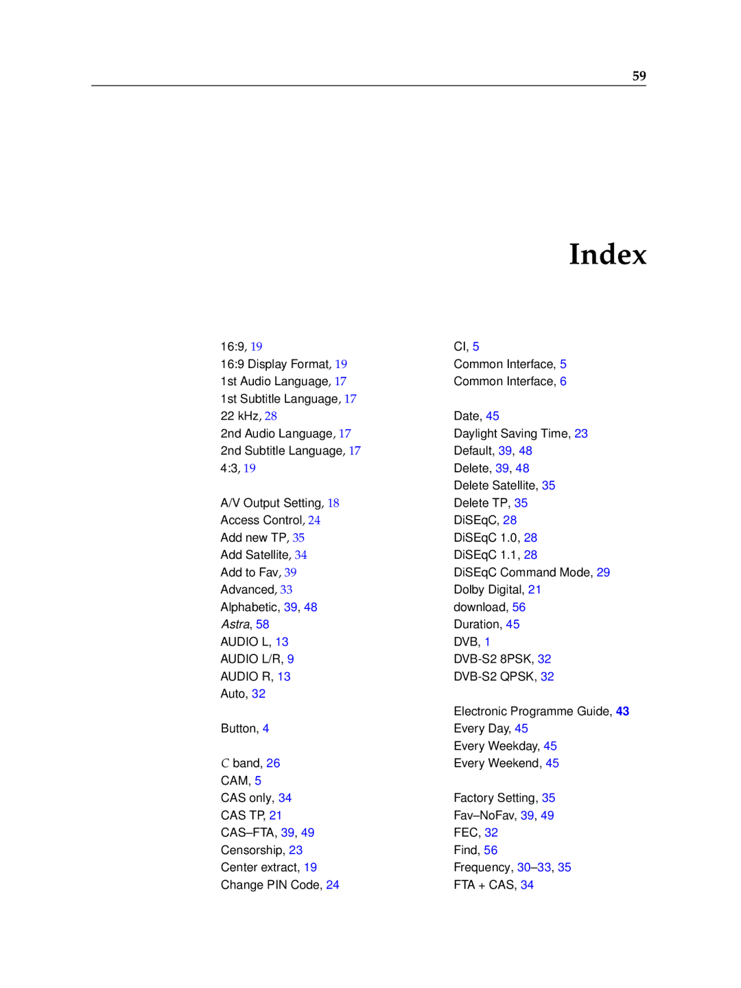 Topfield TF 7700 HSCI manual Index 