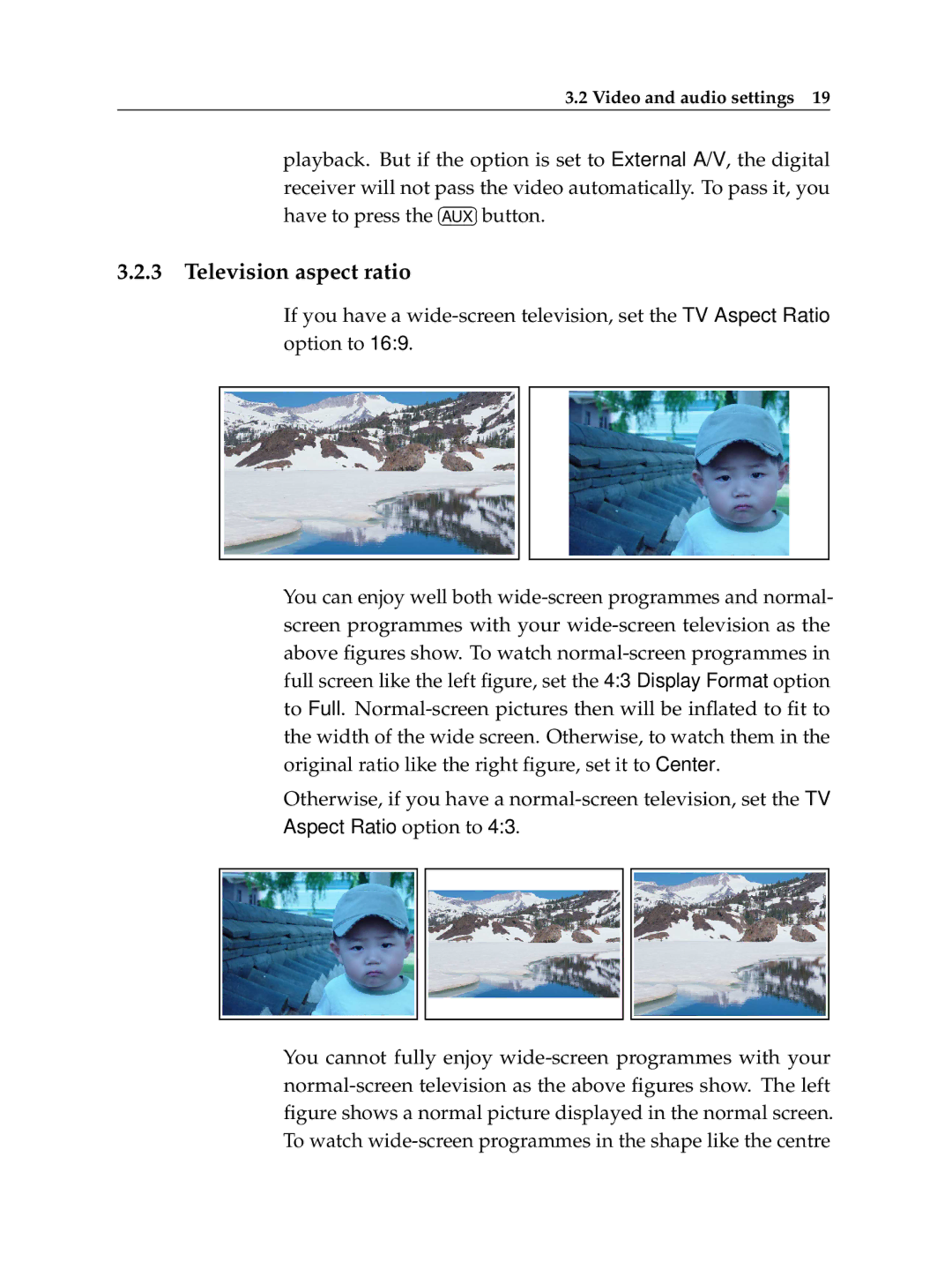 Topfield TF 7710 HSCI, TF 7720 HSCI manual Television aspect ratio, Video and audio settings 