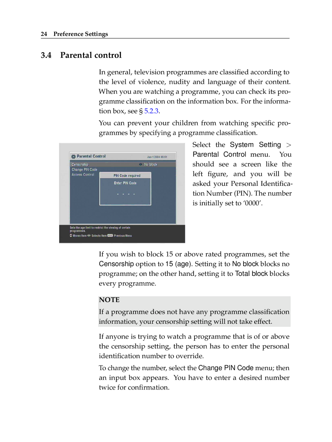 Topfield TF 7720 HSCI, TF 7710 HSCI manual Parental control 