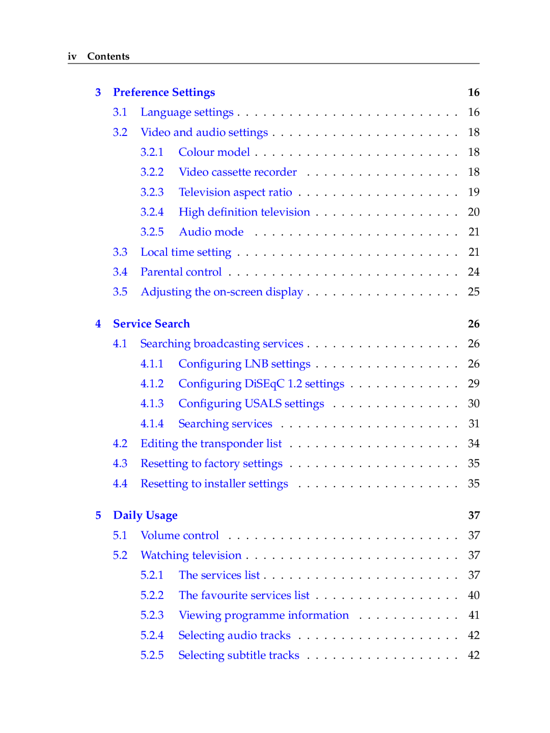 Topfield TF 7720 HSCI, TF 7710 HSCI manual Preference Settings, Iv Contents 